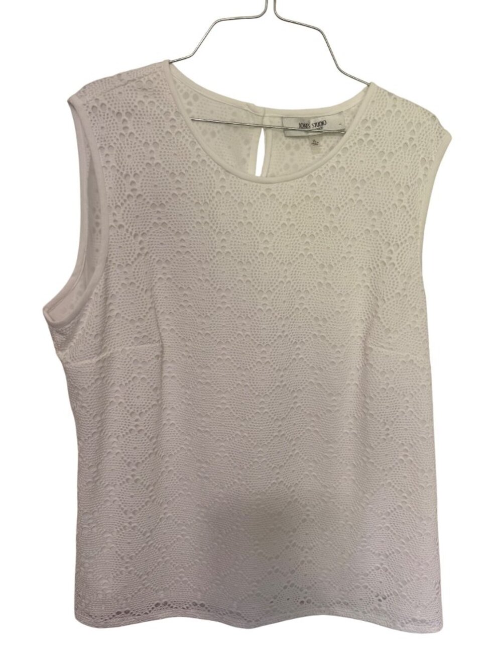 Jones Studio Tank Top White Lace Overlay Womans Size XL